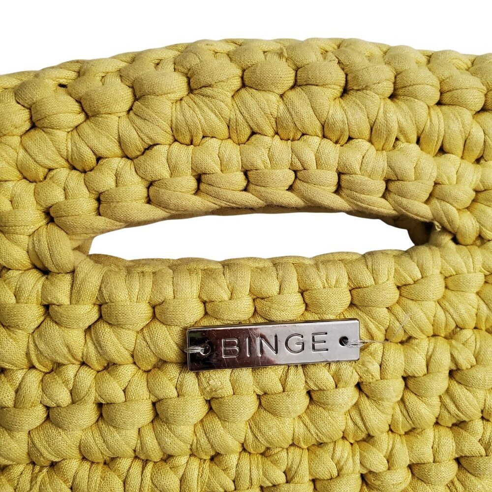BINGE Frida Bright Yellow Handmade Unique Upcycled Cotton Crochet Clutch - Picture 2 of 12